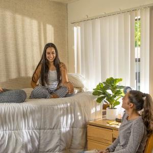 Students hangout in dorm room